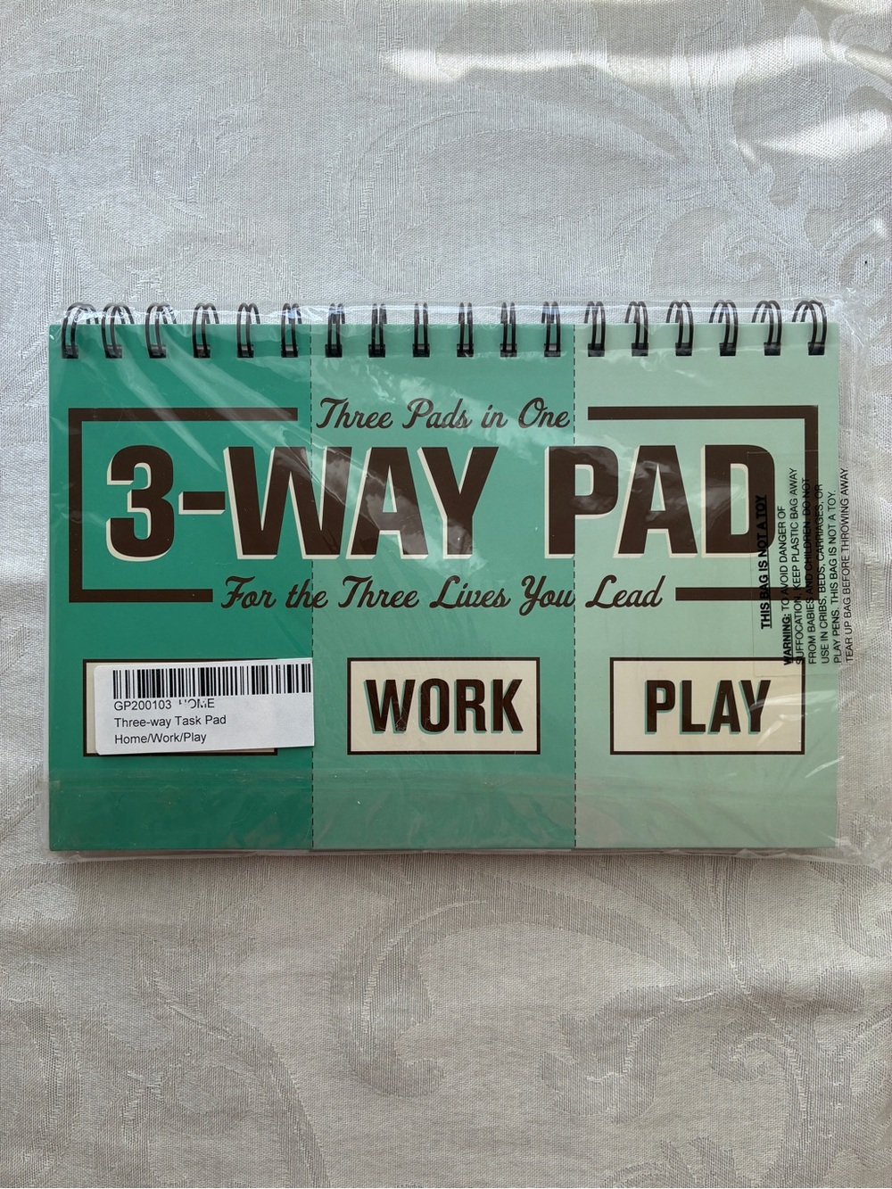 NWT 3-Way Pad Home/Work/Play—Three Pads in One Spiral Bound 9” x 6”